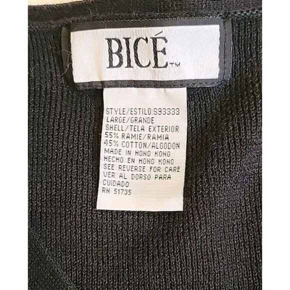 Bice Womens Black Cardigan V Neck Sweater Large Ramie Cotton - Picture 8 of 12